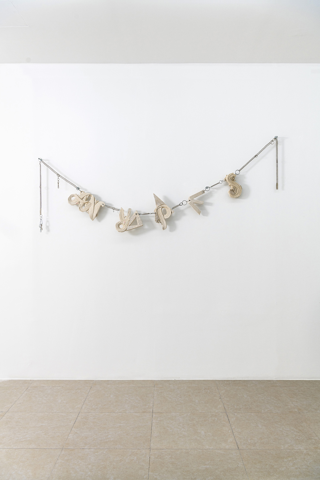 CULTIVATION, 2024 | calcarenite stone Pachna formation / metal chain / variable dimensions