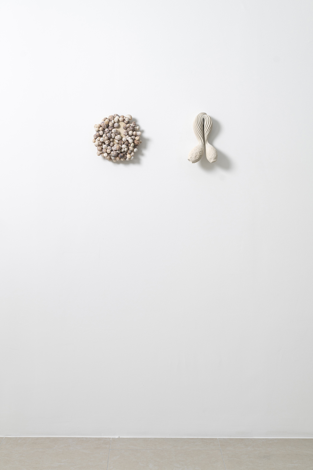 EROS–THEROS ΙΙ, 2024 | calcarenite stone Pachna formation / land snail shells / wire / variable